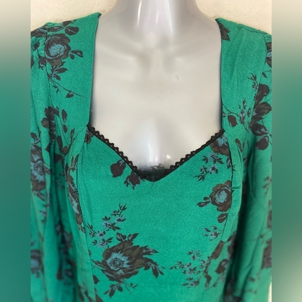 Band of the Free Gothic Emerald Black Whimsigoth Bohemian Sweetheart Dress L - Picture 6 of 9